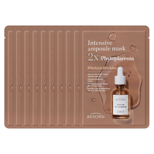 BEYOND Intensive Ampoule Mask 2X Phytoplacenta (25ml/0.85fl oz * 10 sheets) - Dermatologically Tested Hypoallergenic Sheet Masks for Improved Skin Elasticity