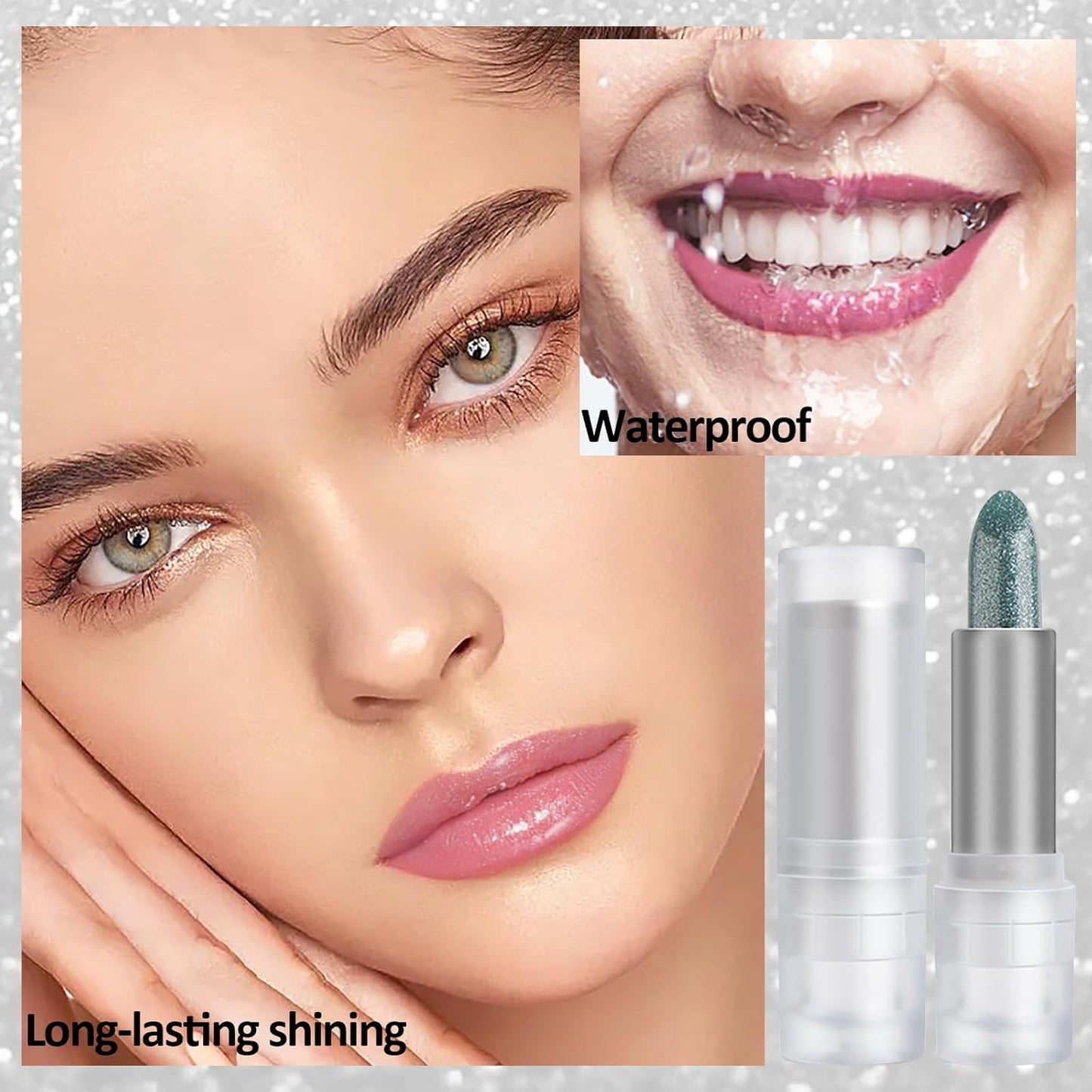 DAGEDA 3PCS Glitter Lipstick, Moisturizing Glossy Color Changing Lip Balm, Long Lasting Shimmer Lipstick, Nonstick Color Change Lipstick, Waterproof Glitter Lip Balm for Festival