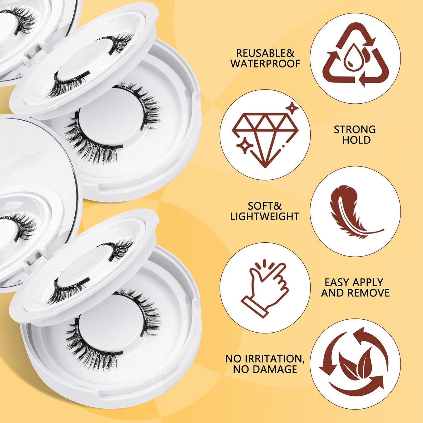 QUEWEL 4 Pairs Magnetic Eyelashes Natural Look, Reusable Magnetic Eyelashes with Applicator, No Glue Needed Lash Clusters Kit, Easy to Wear and Remove(4 Pairs-D)