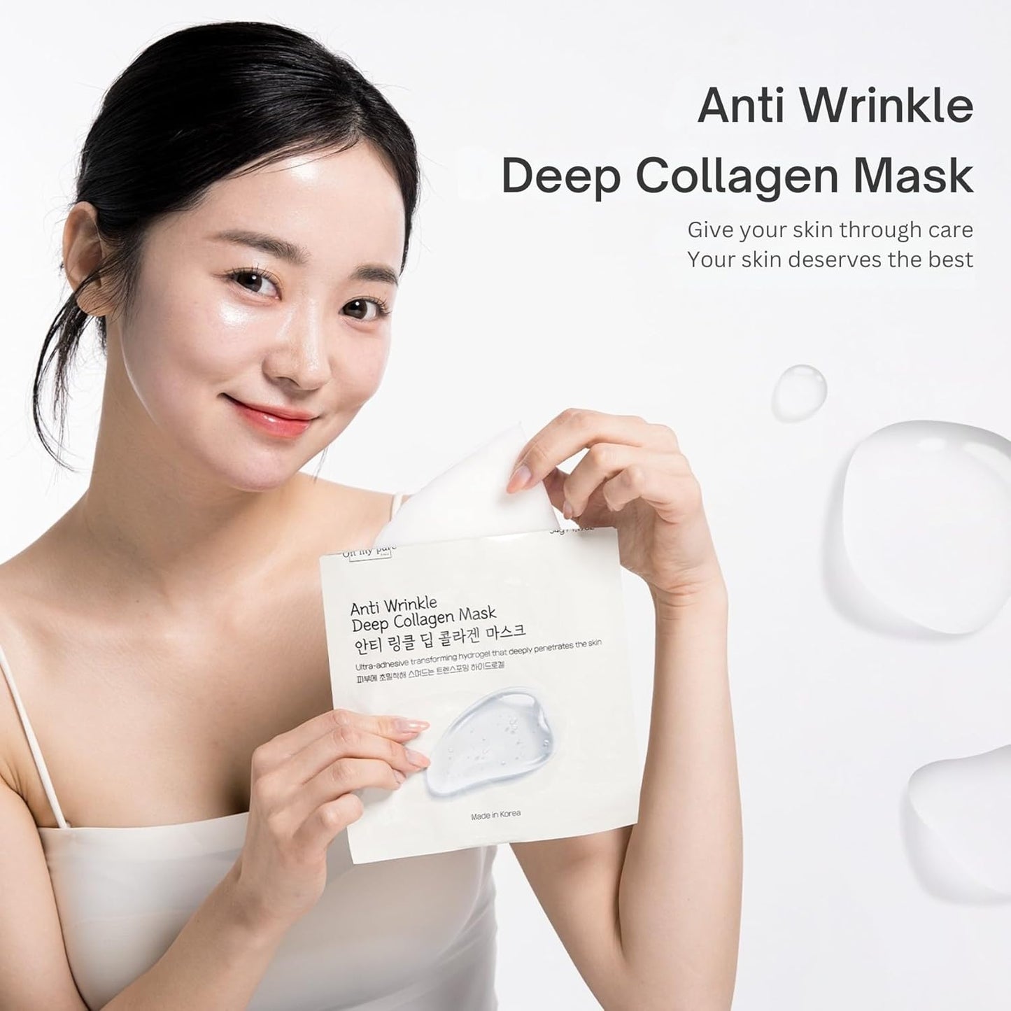 Collagen Hydrogel AntiWrinkle Deep Face Mask 4+1 EA Ultimate Hydration, Improves Skin Texture, Affordable Luxury, Glowing Skin, Reduces Fine Lines & Wrinkles, Made in Korea OHMYPURE (5, Deep Collagen)