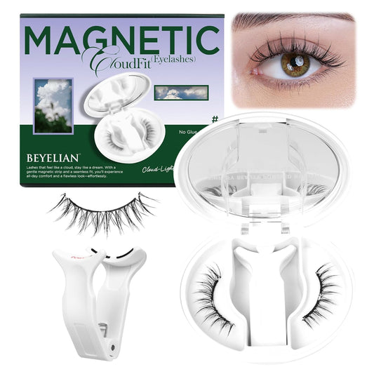 BEYELIAN Portable Magnetic Eyelashes with Applicator Kit, Upgrade Soft Magnetic Lashes, No Glue Needed Reusable False Eyelashes for Eye All-In-One Box (Lightweight & Comfortable)