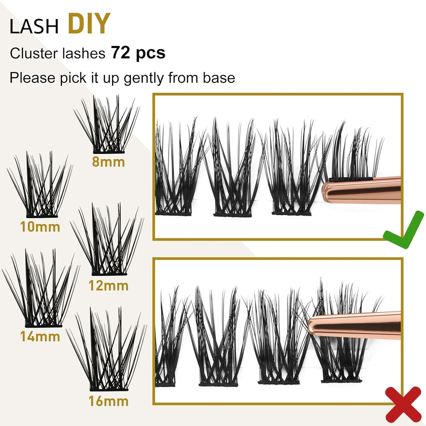 B&Qaugen Lash Clusters D Curl 12mm DIY Eyelash Extensions 72 Clusters Lashes Eyelash Clusters Eyelash Extensions Volume Wispy Individual Lash Clusters at Home Lash Extensions (B29,D-12mm)