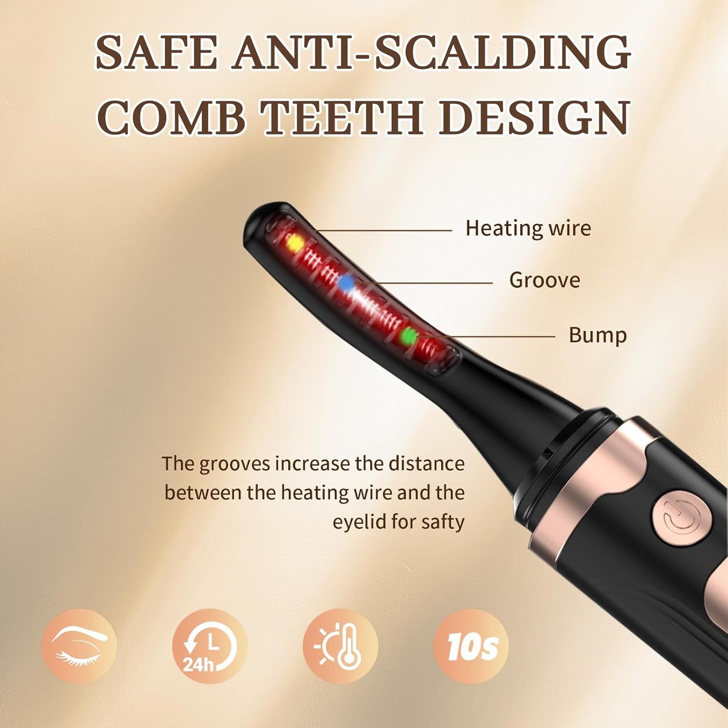 Heated Eyelash Curler-USB Rechargeable Electric Eyelash Curler- Eyelash Curlers Heated 4 Temperature Modes Fast Heat Up Within 3s - 24 Hours Long Lasting- with Led Display for Women Girls(Black)