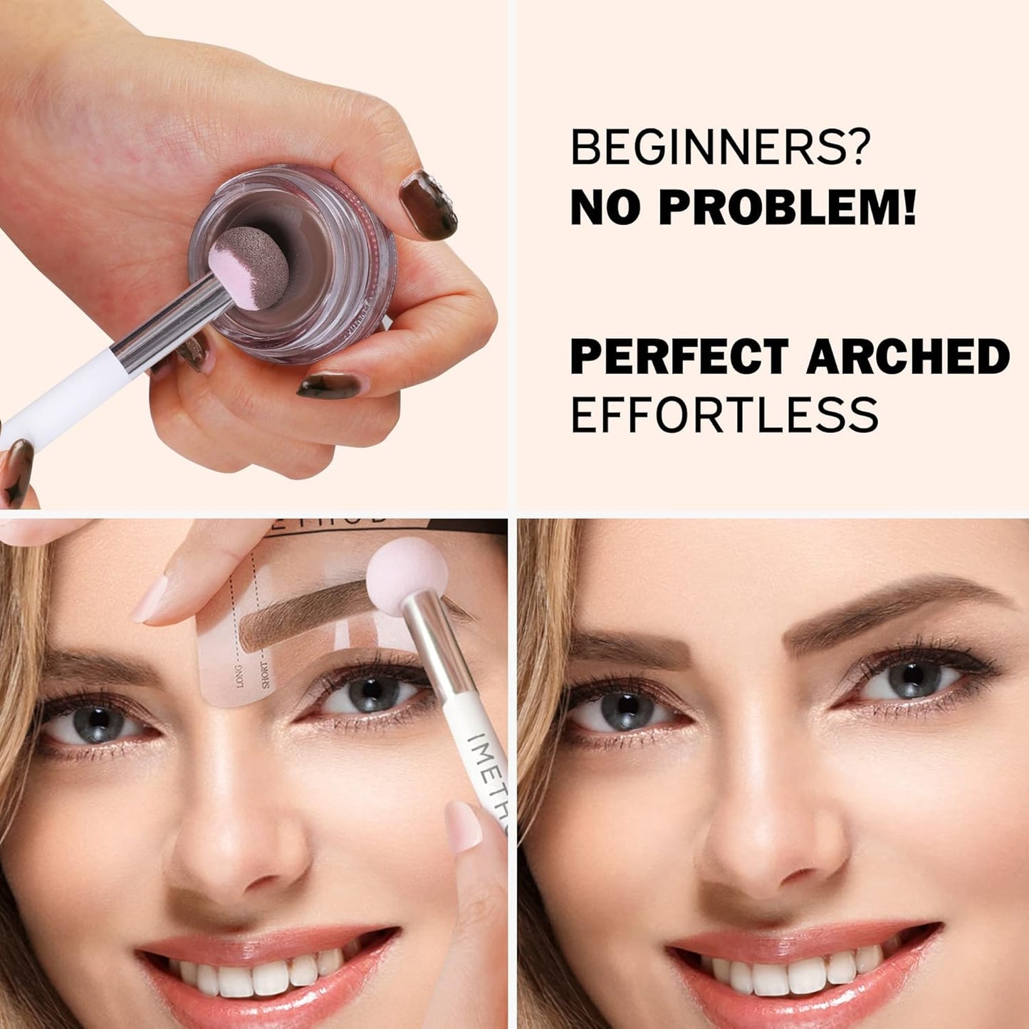 iMethod Eyebrow Stamp and Eyebrow Stencil Kit - Eye Brow Stamping Kit, Brow Stamp Kit, Brow Stencil and Stamp Kit, Brow Trio Eyebrow Kit, Perfect Bushy Eyebrows, BLonde