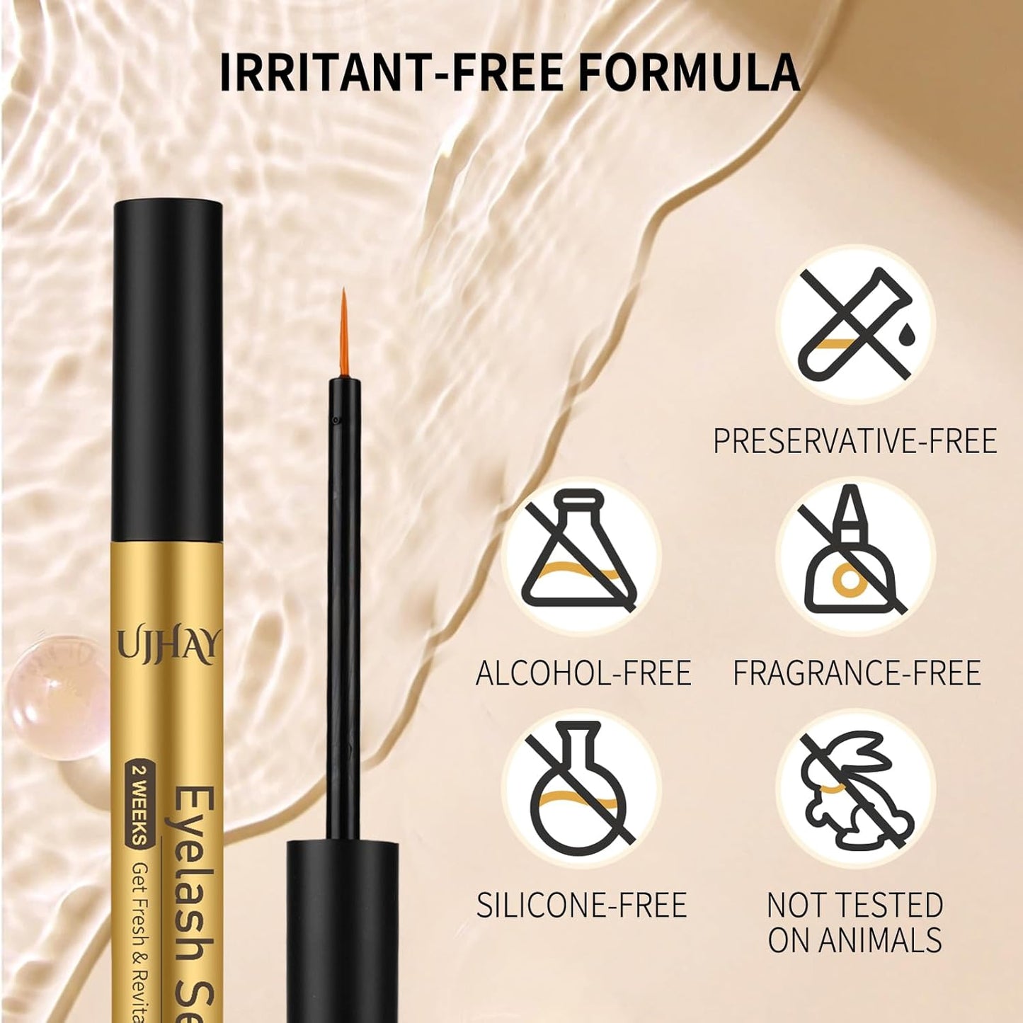 Eyelash Growth Serum for Thicker, Longer, Natural Lashes – Grow Luscious, Natural Lashes with Advanced Enhancer | Vegan & Cruelty-Free Treatment