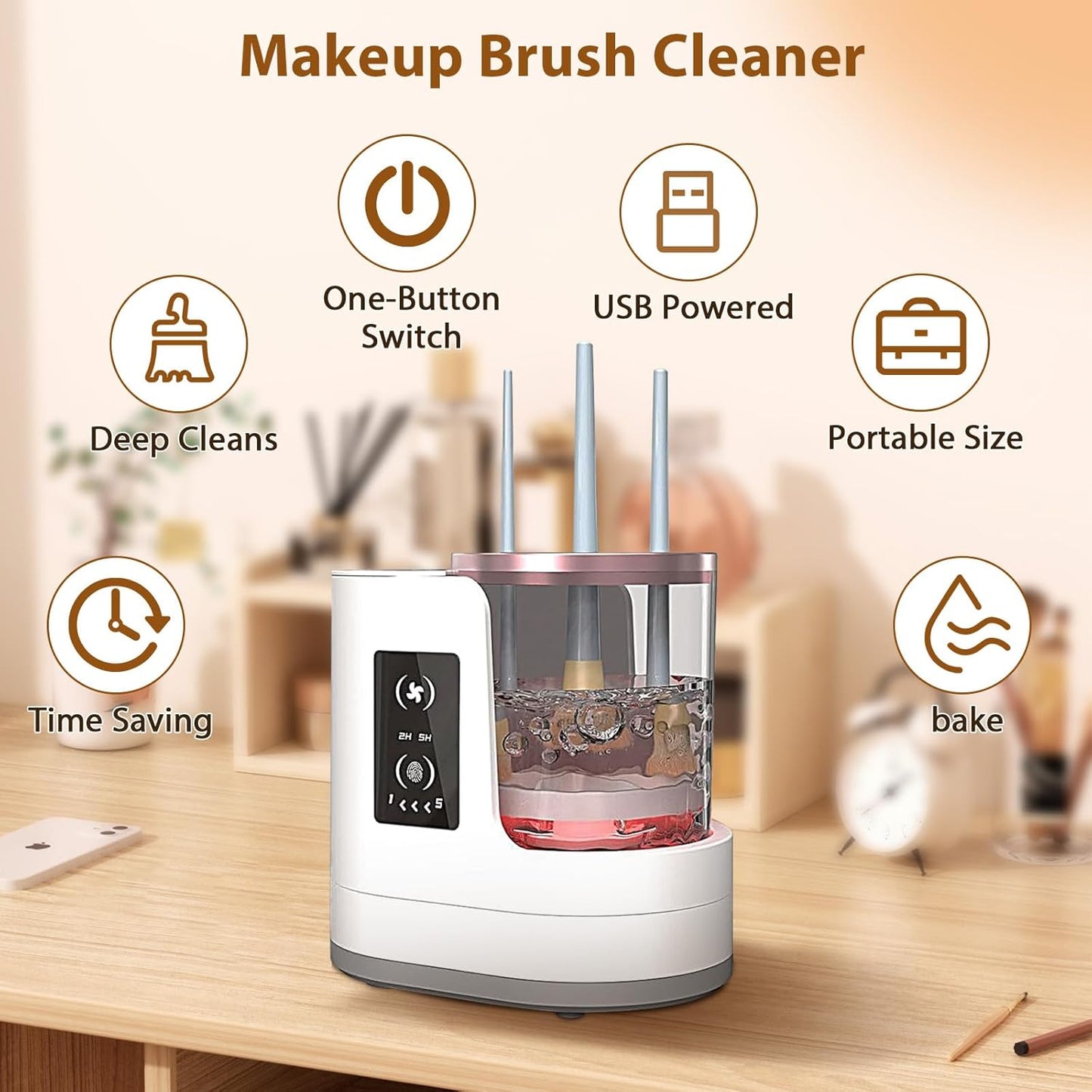 Electric Makeup Brush Cleaner Machine With Makeup Brush Dryer, Automatic USB Cosmetic Brushes Cleaner Tool, Multi-Functional Cosmetic Brush Cleaner for Makeup Brush Sponges Beauty Cosmetic Set