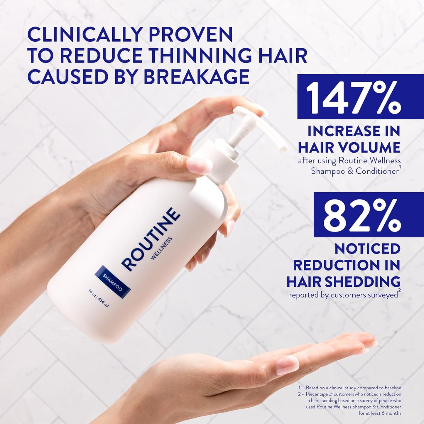 Routine Wellness Anti-Thinning Shampoo for Thinning Hair - Biotin DHT Blocker Women & Men - Color Safe Shampoo for Hair Loss & Healthy Hair - Lavender & Cedar 14oz (Pack of 2)