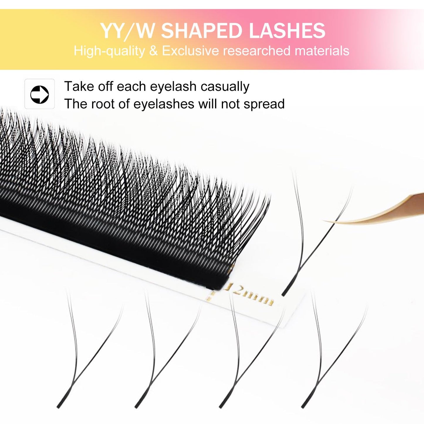 YY Lash Extensions Y Eyelash Extensions 0.07mm Thickness C Curl Mix 8-15mm Premade Fans 4D Individual Lashes Matte Black Volume Lashes 12 Rows Crisscross False Eyelashes(YY-0.07-C,8-15mm)