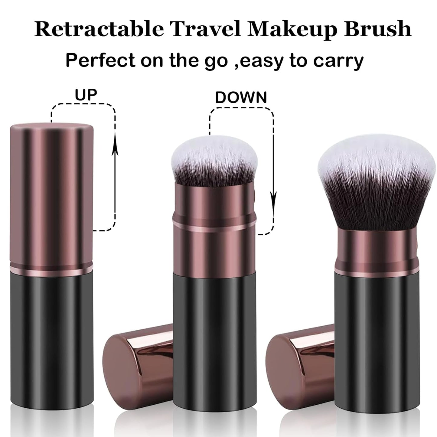 Retractable Makeup Brush,Travel Powder Kabuki Makeup Brush Face Blush Brushes for Blending Liquid, Foundation, Blush, Bronzer, Buffing, Sunscreen,Flawless Cosmetics