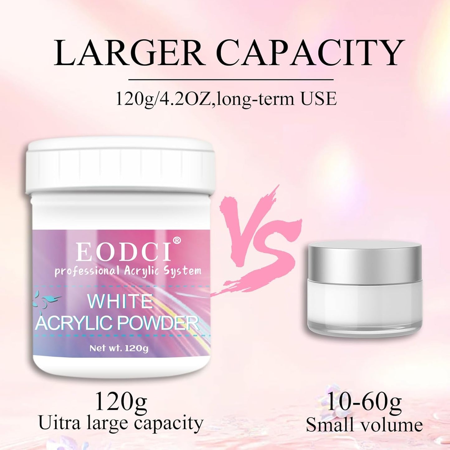 Pink Acrylic Powder, 120g Professional Acrylic Nail Powder Polymer for 3D French Nail Manicure Extension Nail Carving Large Capacity Acrylic Powder