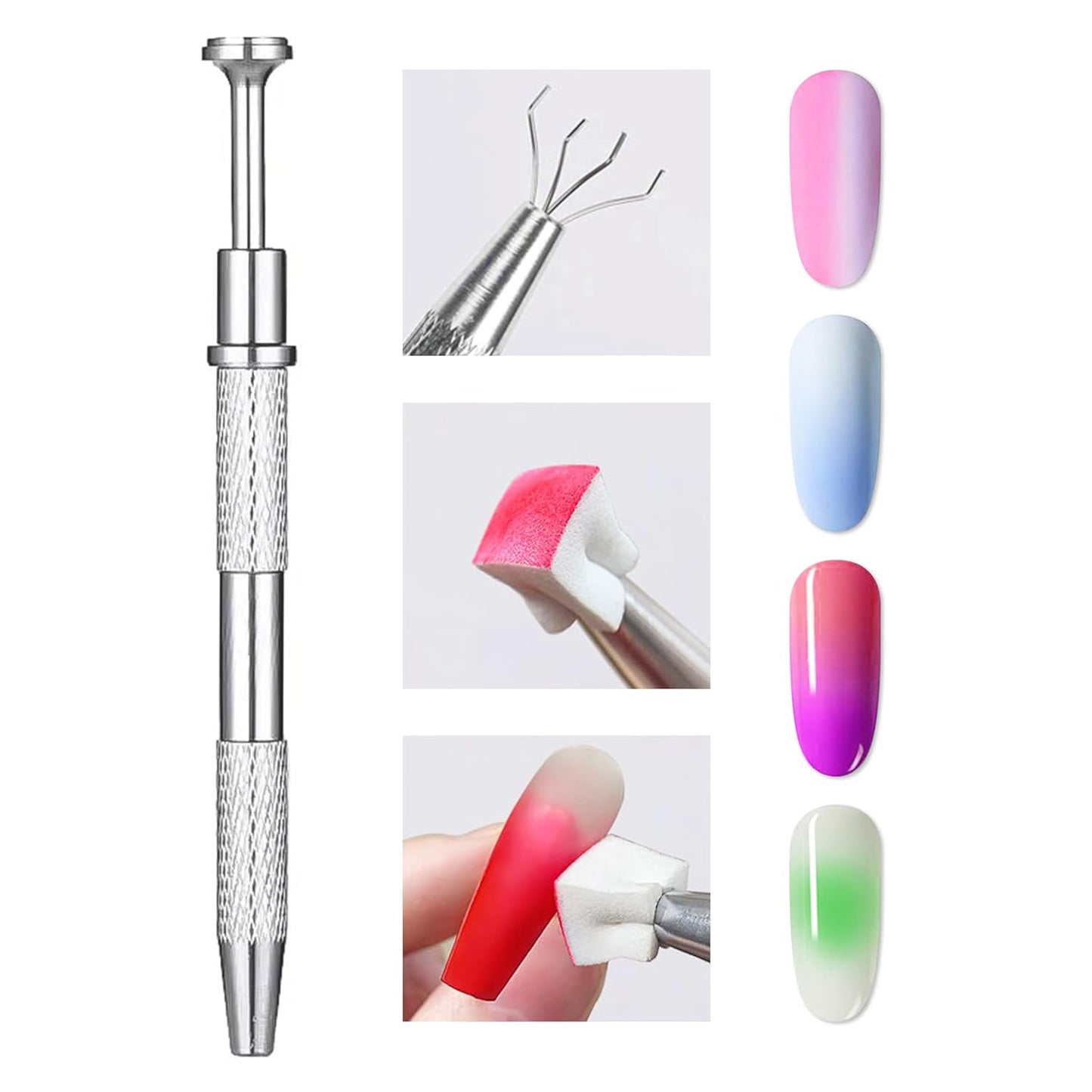 Nail Sponges Set for Ombre Gel,Nail Art Tools Set-100Pcs Colorful Nail Sponges With Gold Grabbing Pen Transparent Plastic Storage Box Used to Store Nail Art Tools