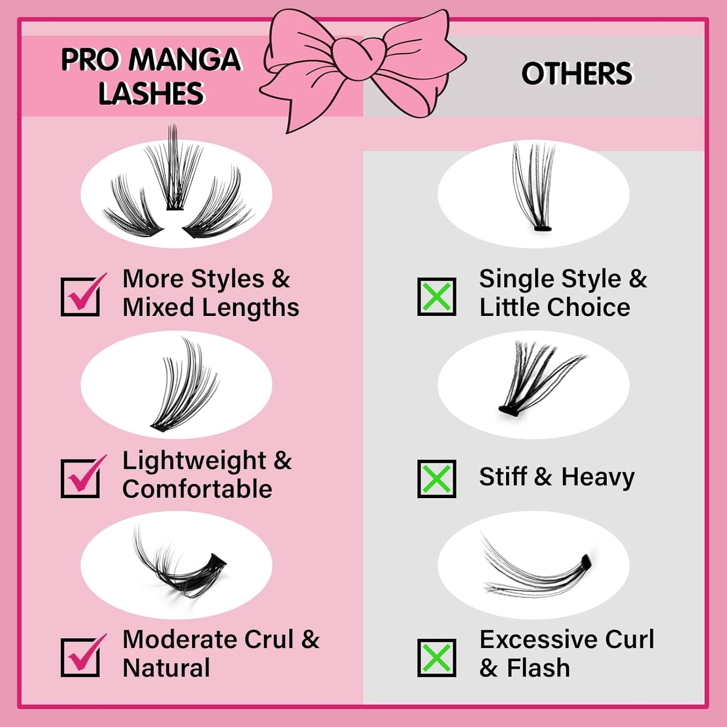 280 Pcs Individual Lashes 50D Mixed Lash Clusters Devil Style Lashes That Look Like Eyelash Extensions Wispy Lashes DIY Individual Lashes At Home (50D-D-8-16mix,Manga)