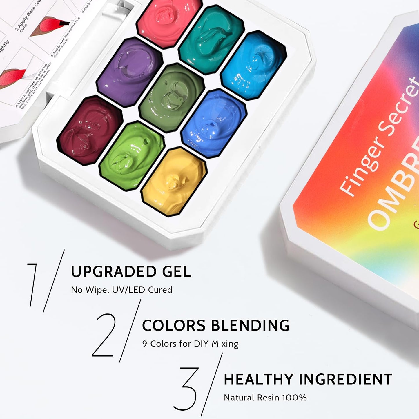 Sponge Pat Paint Nail Gel & Tools Kit, 9 Colors Ombre Nails Gradient Gel Nail Blush Blooming Aura Nails Drawing Stripper Floral Painting Nail Art, No Wipe, UV/LED Curing (9 Colors Set i)