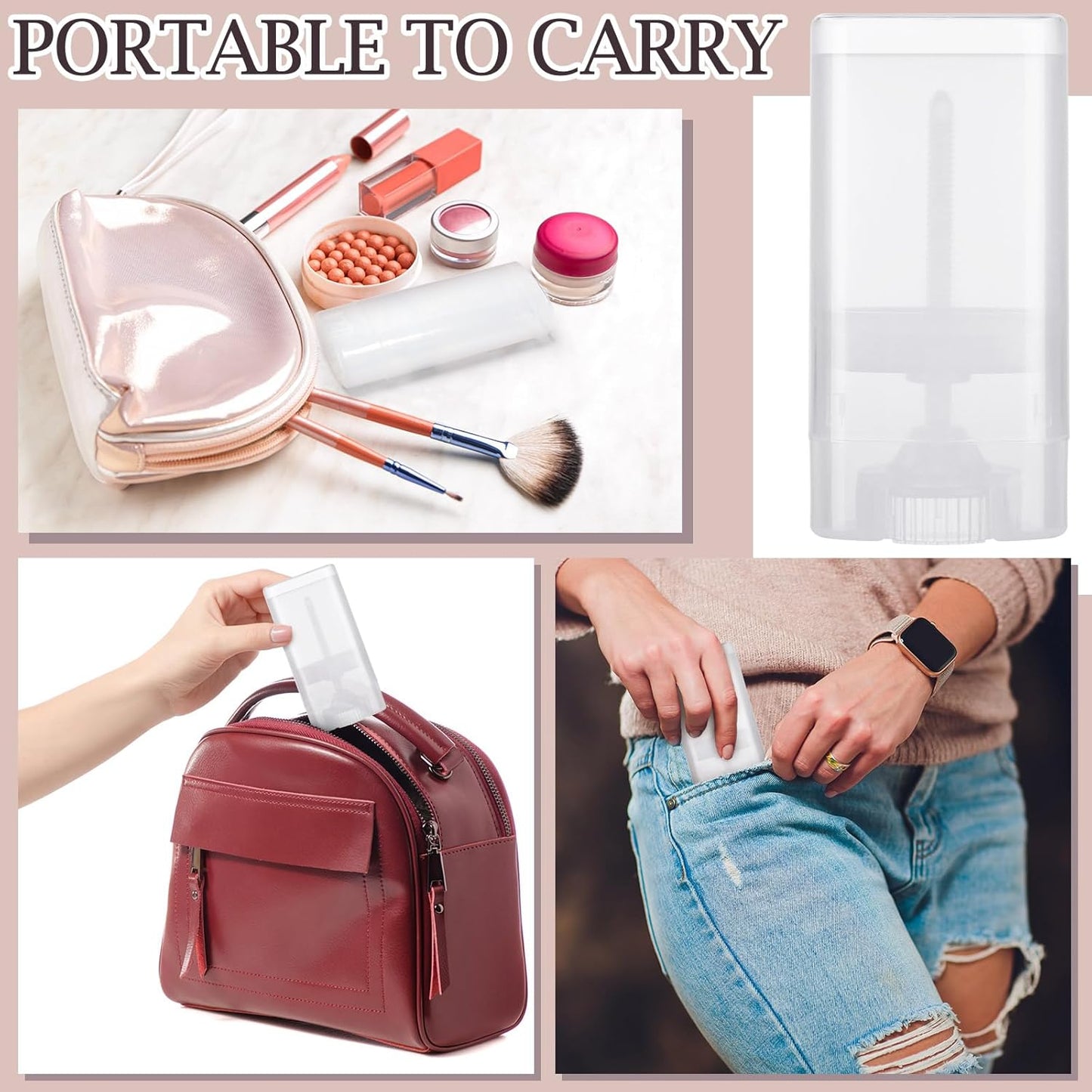 Wesiti 100 Pcs Plastic Empty Deodorant Containers 1/2 oz Travel Deodorant 15ml Refillable Containers Tubes Oval Lip Balm Tubes for Lip Balm DIY (Clear)