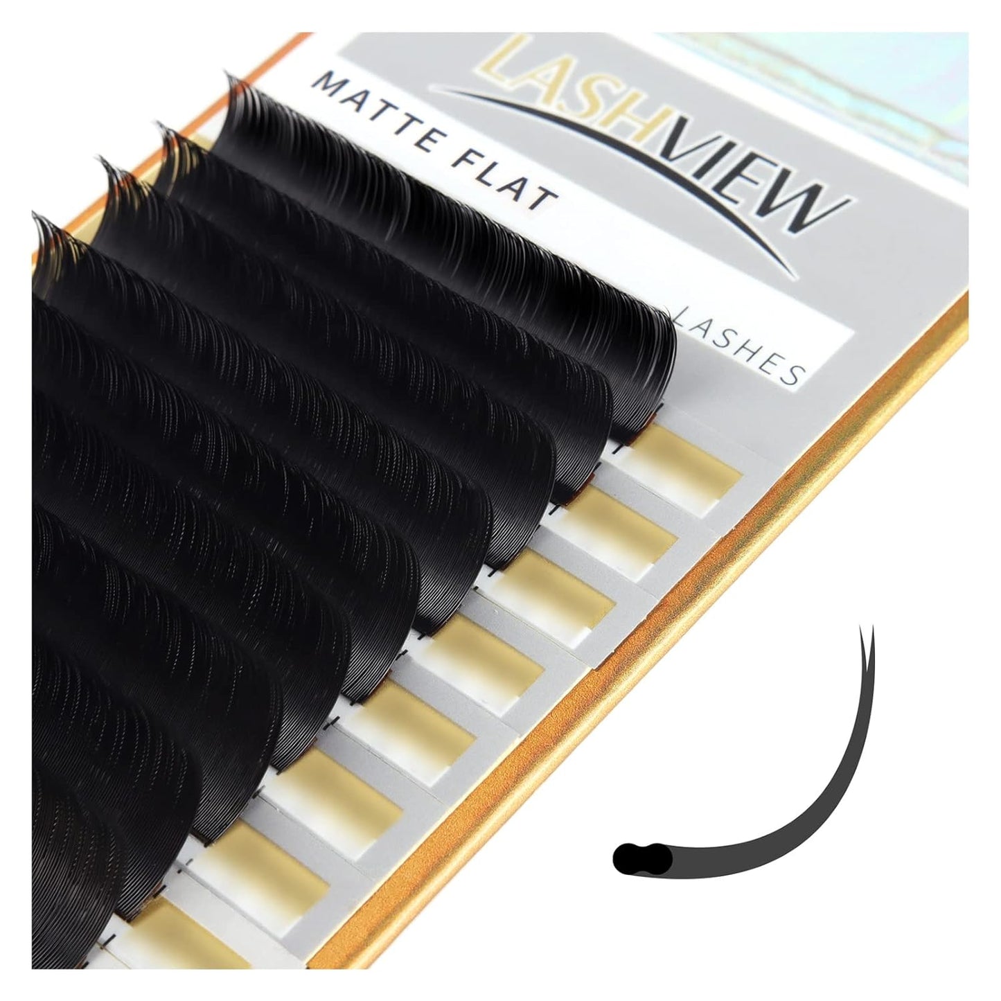 LASHVIEW Eyelash Extensions,Ellipse Flat Eyelash Extensions 0.15mm D Curl 10mm, Black,Individual Lashes,Super Matte Extremely Soft Professional Salon Use