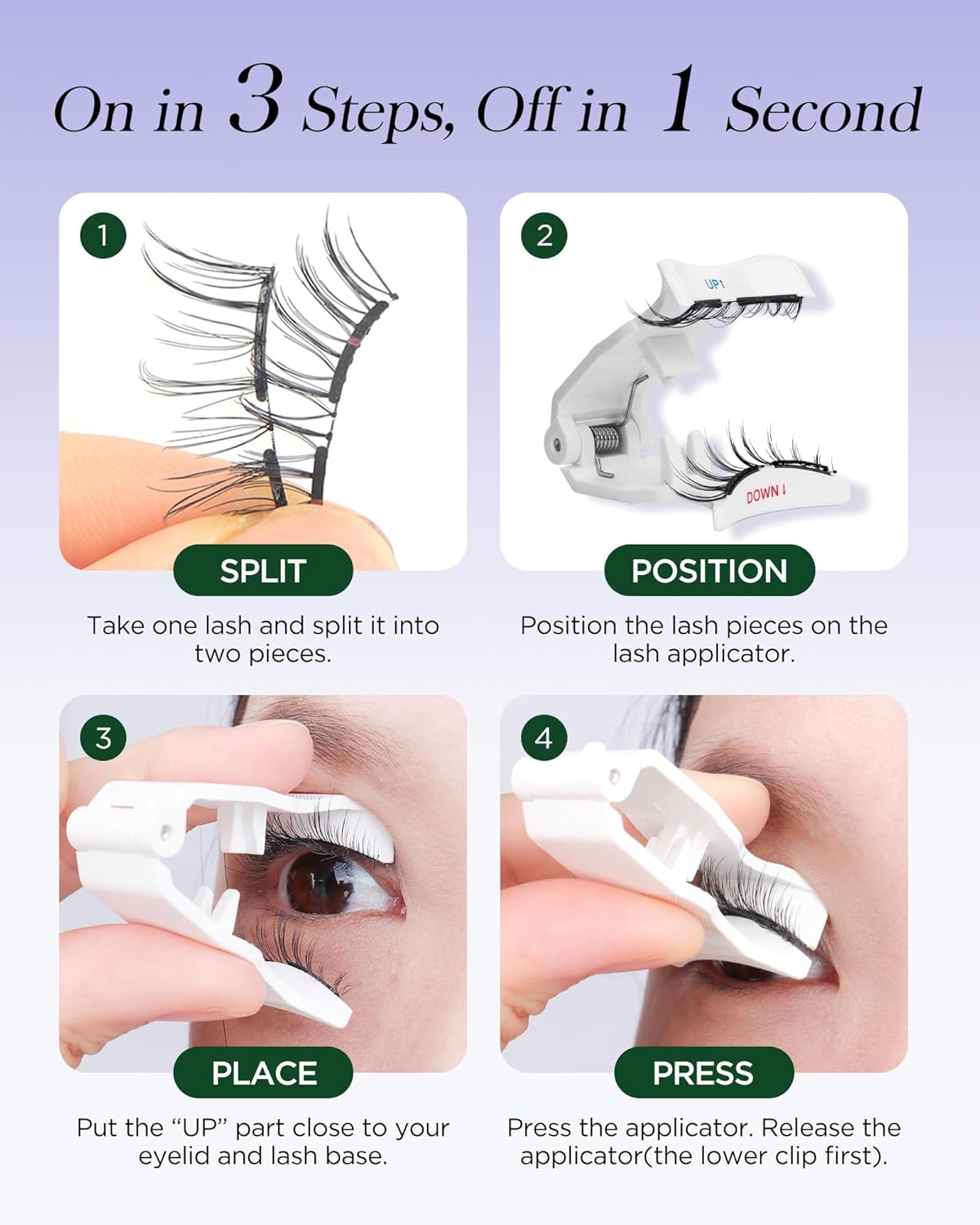 BEYELIAN Magnetic Eyelashes with Applicator Kit, Reusable Natural Look False Lashes, No Glue Needed Soft Magnetic Lashes for Eye MAGIC-102 (Lightweight & Comfortable)