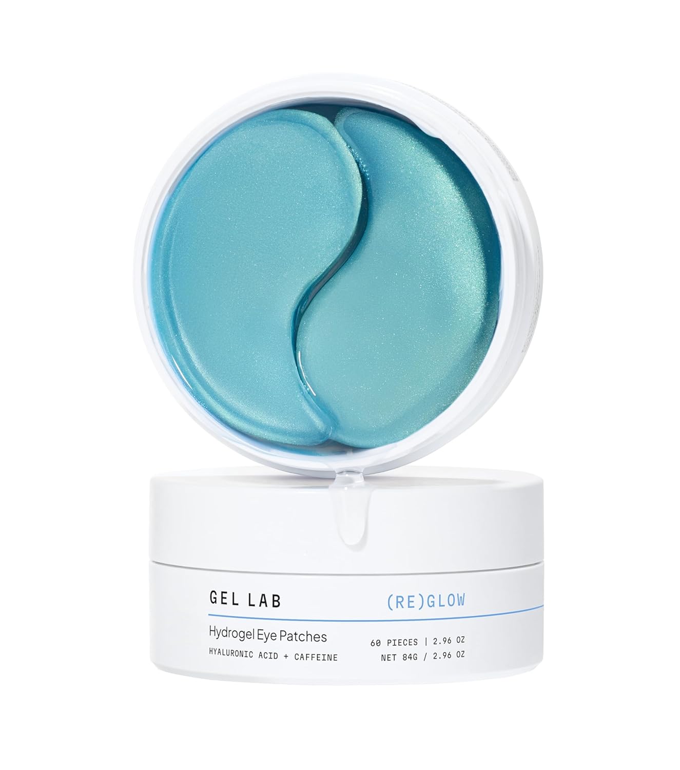 REGLOW Hyaluronic Acid & Caffeine Korean Skincare Eye Patches for Puffy Eyes, Dark Circles, and Wrinkles - Hydrating Under Eye Mask - 60 Gel Patches