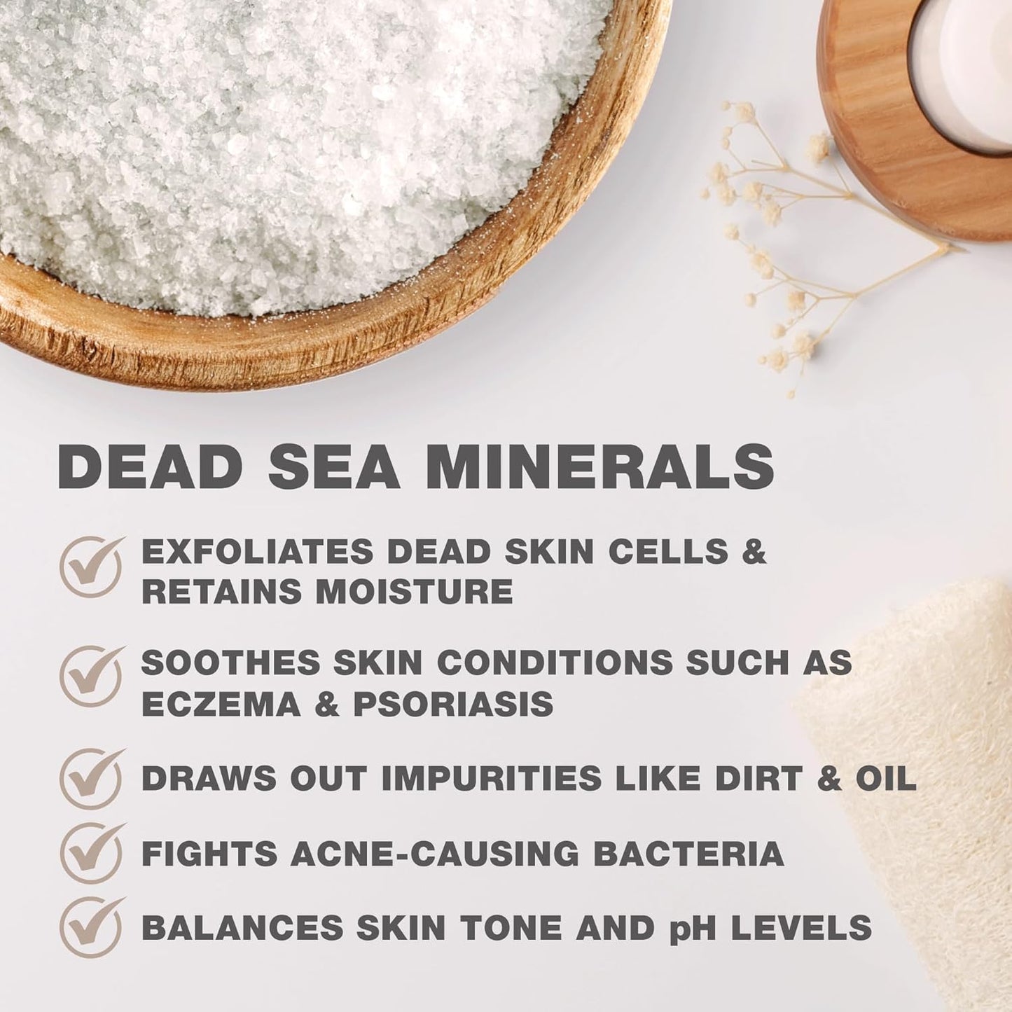 One With Nature 100% Pure Dead Sea Salt for Bath Lavender, 2.5oz 6Pack. High in 21 Essential Minerals, Such as Magnesium, Sulfur, Zinc, Potassium. Skin Nourishing and Therapeutic.