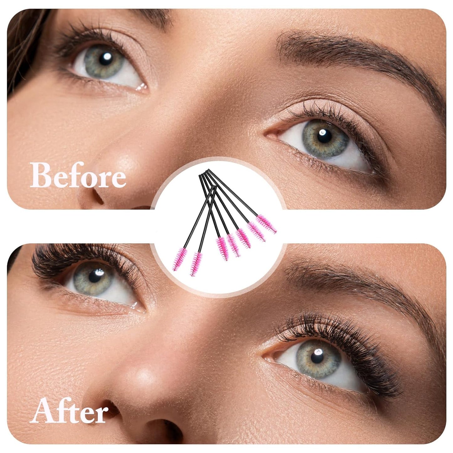 Skylety 1000 Pcs Disposable Mascara Wands Bulk Mascara Eyelash Brush Spoolies Makeup Applicator Eyelash Wands for Eye Lash Extension, Eyebrow Comb, 3.9 x 0.2 x 0.3 Inch (Rose Red,Classic)