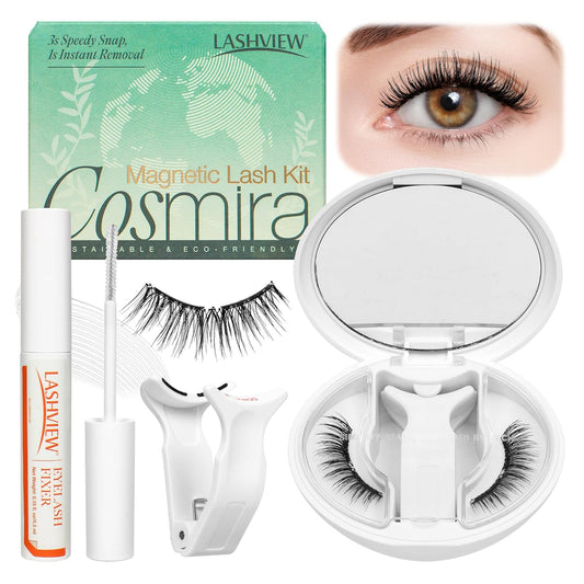 LASHVIEW Upgrade Soft Magnetic Eyelashes with Applicator, Reusable Soft Magnetic Lashes Natural Look, No Glue Needed,Comfort& Convenient Portable All-in-One Box (L24)