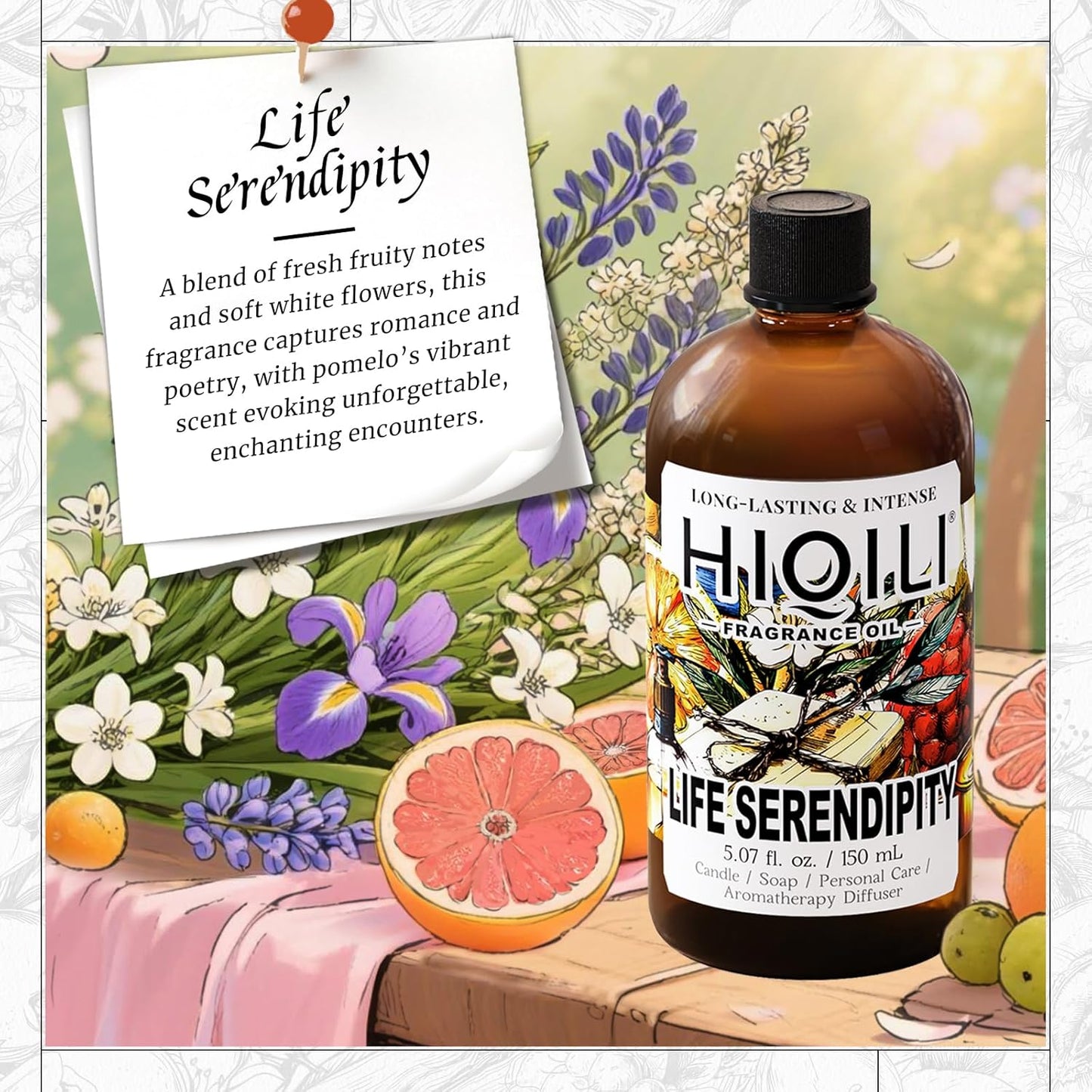 HIQILI Life Serendipity Fragrance Oil for Candle Making, Inspired by Chane. Chance, DIY Perfume, Bath Bombs, Aromatherapy, Long-Lasting Scent - 5.07 Fl Oz