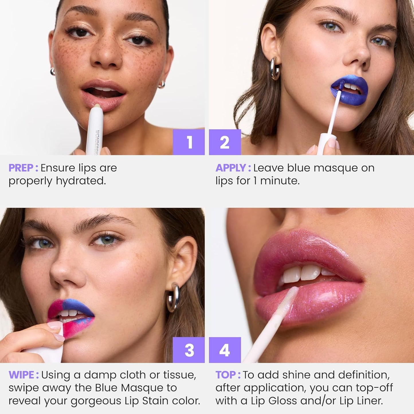 Wonderskin Wonder Blading All Day Lip Stain Peel Off Masque - Long Lasting, Waterproof and Transfer Proof Pink Lip Tint, Matte Finish Peel Off Makeup (Charming Masque)