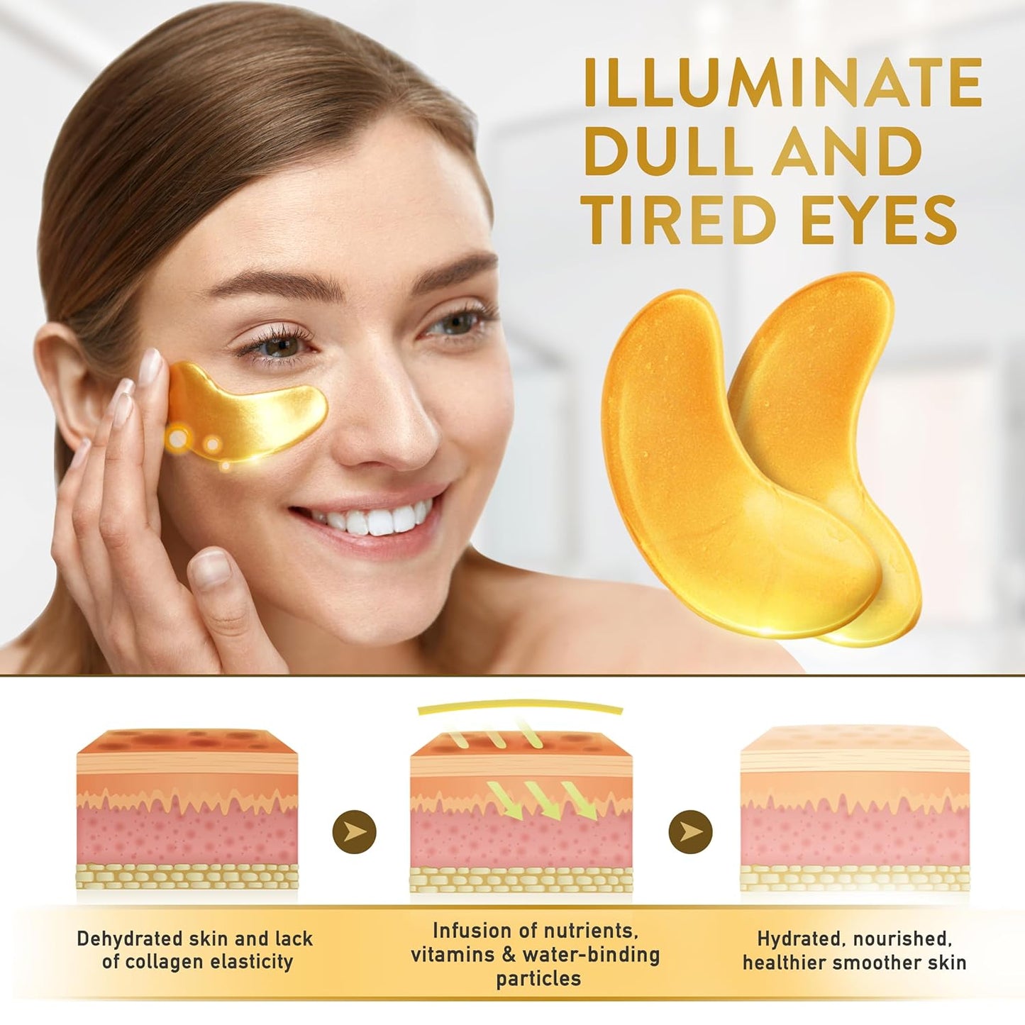 PatchRx 24K Gold Under Eye Patches for Puffy Eyes and Dark Circles with Pure Collagen, Eye Gel Pad Masks for Reducing Eye Bags, Puffy Dark Circles, Wrinkles, and Fine Lines- 36 Pairs