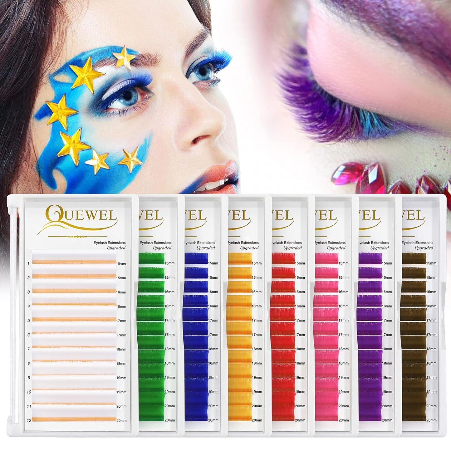 Volume Lash Extensions 0.07mm D Curl 15-20mm Brown Eyelash Extensions Easy Fan 2D-20D Self Fanning Color Lashes (Brown 0.07 D 15-20mm)