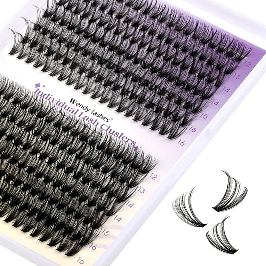 DIY Lash Clusters Natural Wispy: 240Pcs, 30D+40D, Wendy, Ultra-light, Natural, Wispy, Waterproof, Cat Eye, D Curl, 12-16mm Mixed, RR126