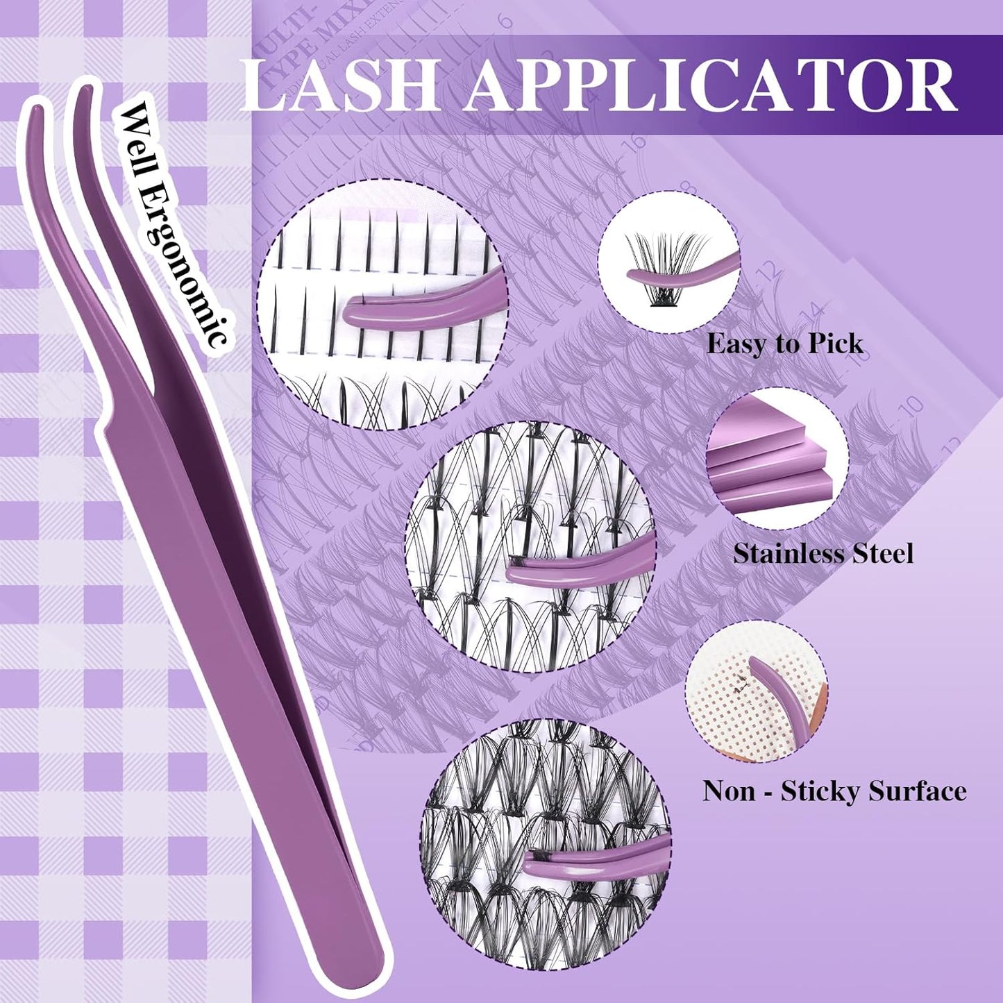 B&Q Lash Extension Kit with Spikes 30D+40D Lash Clusters Kit with Spikes Multi-Type 10-16 Mixed Eyelash Extension Kit with Bottom Lashes, 7D Spike Fans, Individual Lashes, Lash Tweezer(spike-30D+40D)