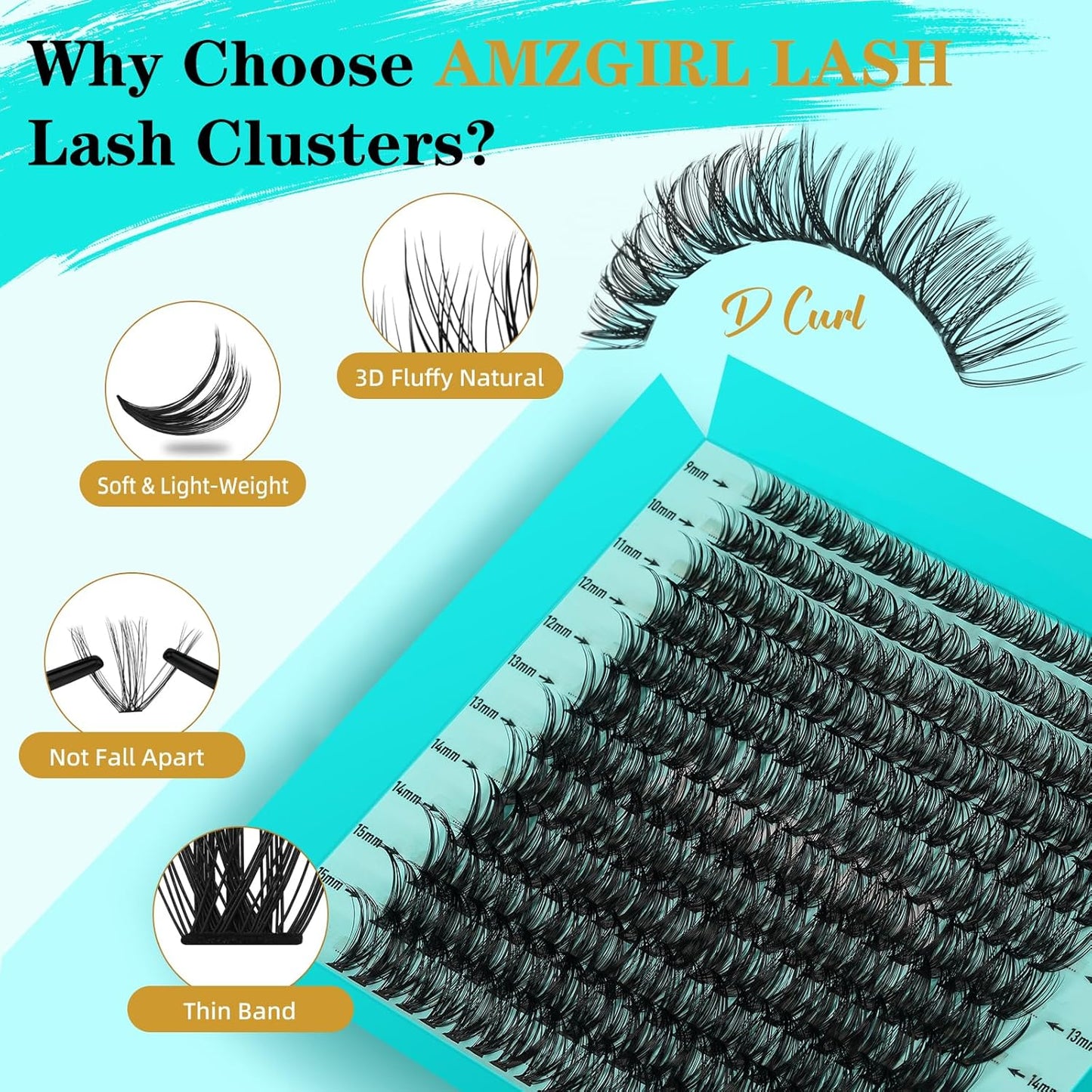 Lash Clusters Kit 240PCS Eyelash Extension Kit D Curl Wispy Clusters Lash DIY Lashes Extensions Kit Natural Individual Lashes Kit with Lash Bond and Seal Eyelash Tweezer(40D,D-Mix9-16mm)