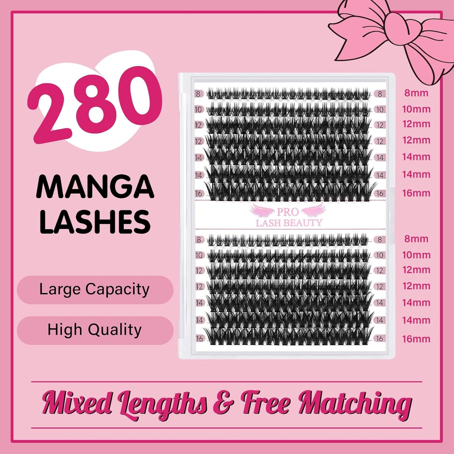 280 Pcs Individual Lashes 50D Mixed Lash Clusters Devil Style Lashes That Look Like Eyelash Extensions Wispy Lashes DIY Individual Lashes At Home (50D-D-8-16mix,Manga)