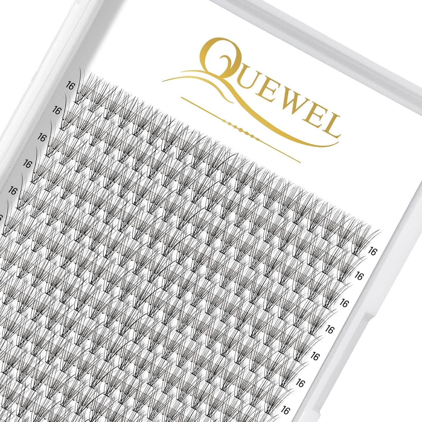 QUEWEL Cluster Lashes 240Pcs Individual Lashes 10D 0.10C Curl 16mm Knot-Free Lash Extensions Clusters Lashes Soft&Natural False Eyelashes Individual DIY Eyelash Extension at Home(10D 0.10C 16)