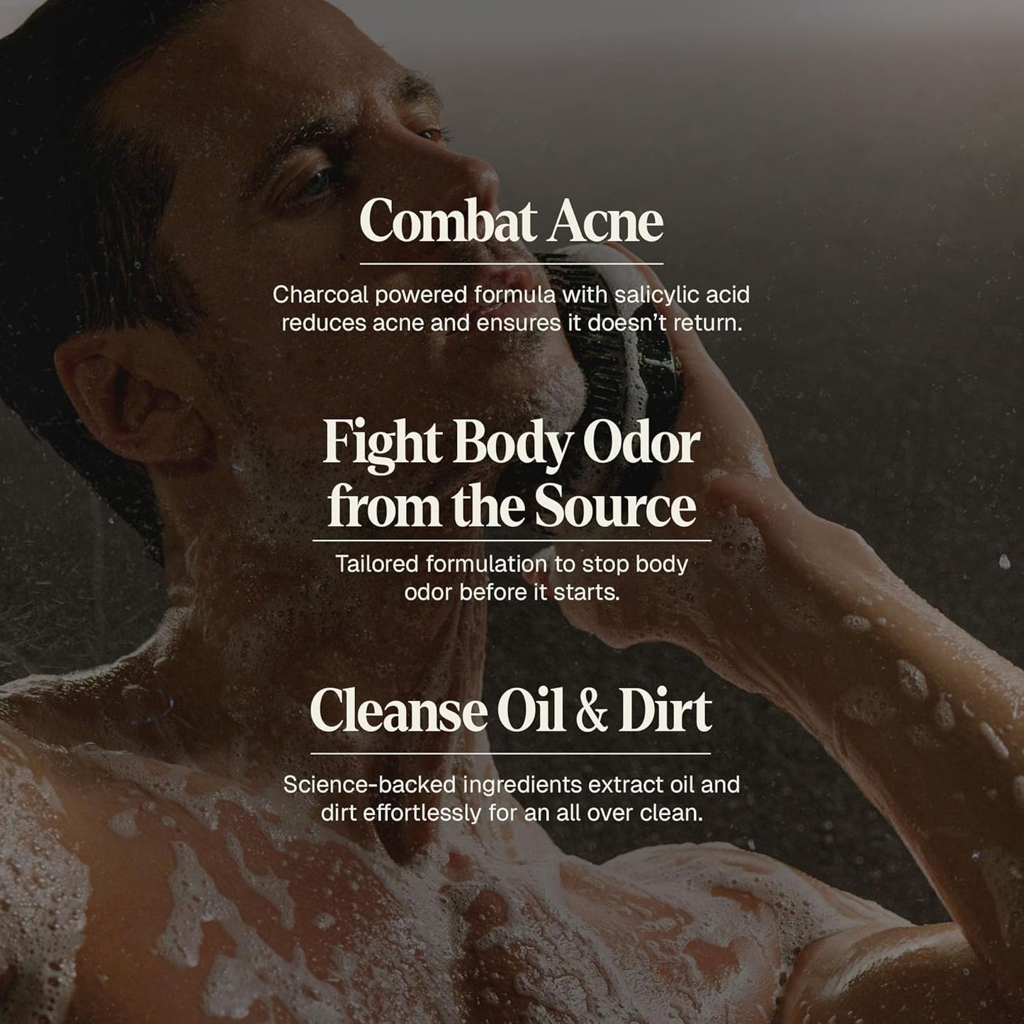 Black Wolf Salicylic Acid Body Wash for Men, 1 Liter - Men's Acne Body Wash - Charcoal Helps Reduce Acne Breakouts & Cleanse Your Skin - Full Coverage & Deep Clean Treatment - Men's Bodywash