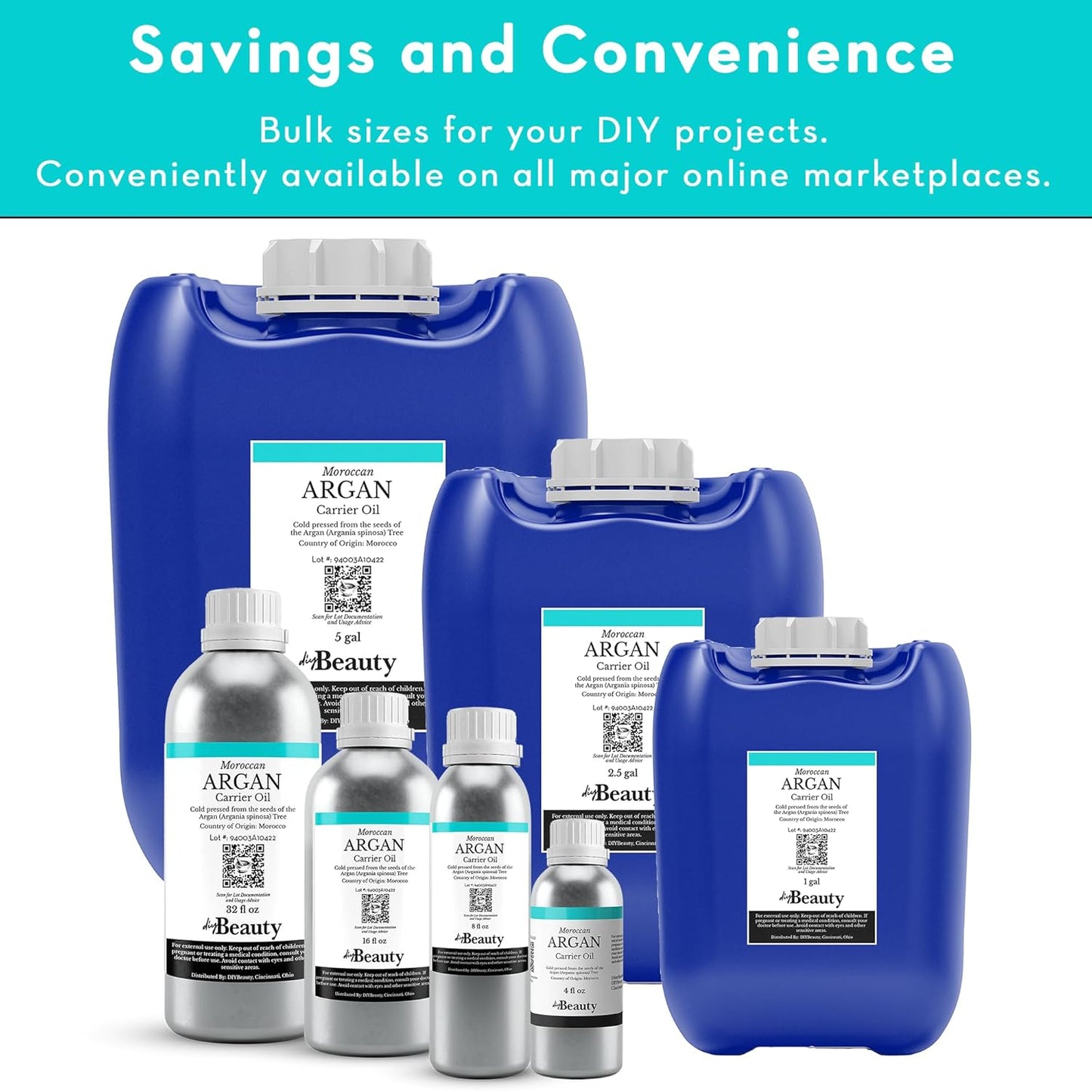 DIYBeauty Bulk Argan Oil - Large 2.5 Gallon Jerrican - Natural, Cold Pressed, 100 Percent Pure Argan Oil for Homemade Hair, Face and Skin Products - Light Aceite de Argan Carrier Oil