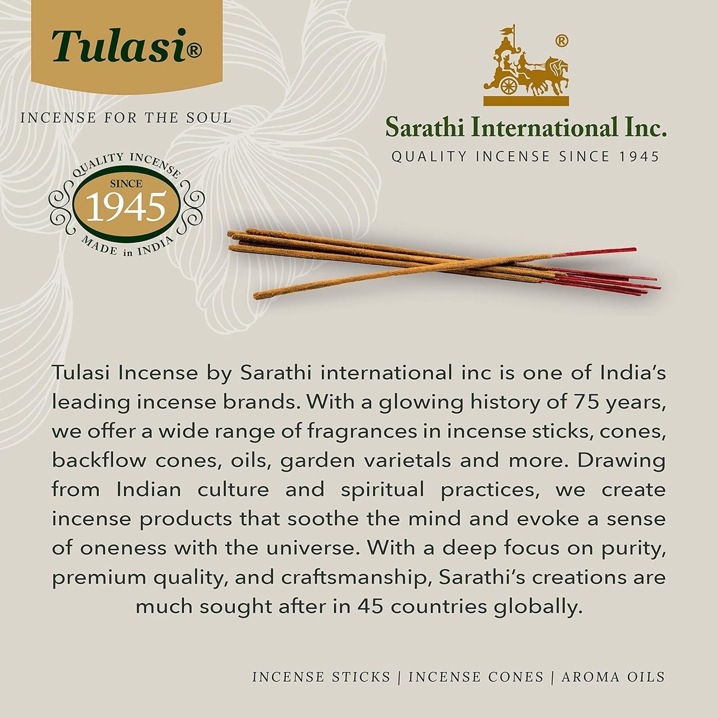 Tulasi Palo Santo Smudge Incense Sticks Pack – 48 Natural Smudge Sticks (6 Boxes x 8) | Long Burning (55 Min) | Aromatherapy, Spiritual Cleansing, Meditation, Mood Lifting, Air Purifying Incense