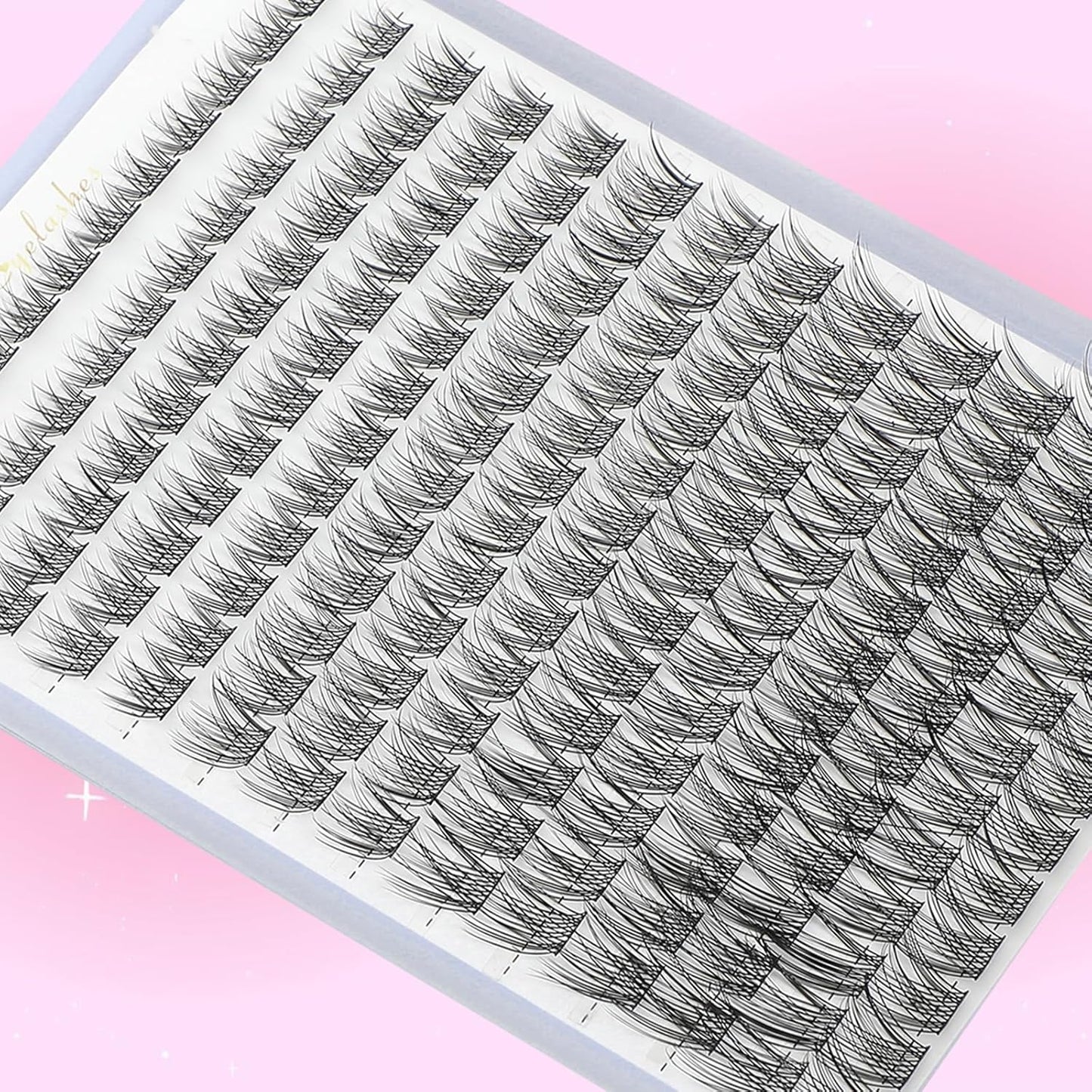 Lash Clusters Kit, Eyelash Clusters Individual Lash Extension Kit D Curl Fluffy Wispy False Eyelashes Extensions Thin Band with Bond Seal Tweezers Brush (SMY08 8-16mm)