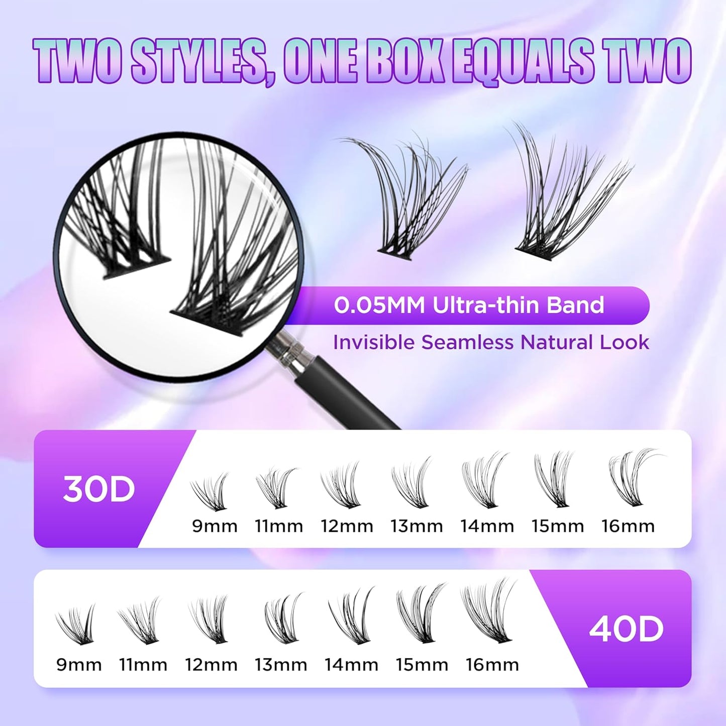 Lash Extension Kit DIY Lash Clusters Kit Eyelash Extensions Individual Lashes Extensions with (BondSeal,Tweezers,Remover,Brush,280,30D40D, 9-16)