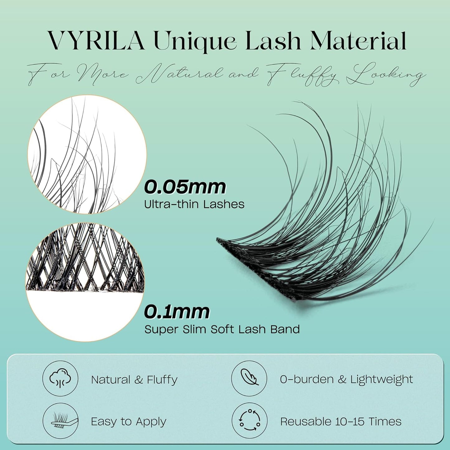 Lash Clusters 0.05mm Individual Lashes, 3D Wispy Lashes Clusters, 0.1mm Super Thin Band Resuable Natural Lashes,C Curl Faux Mink Lashes,120pcs Lash Extension (Green Joy-C-0.05-8-16mix)