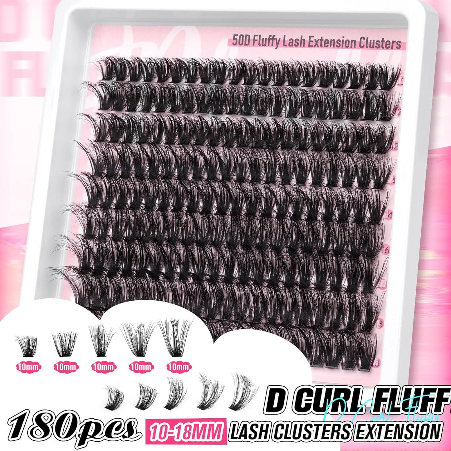 Fluffy Lash Clusters Wispy Eyelash Extension 10-18MM 180Pcs Individual Lashes Clusters Natural Eyelashes Extensions DIY at Home by Pleell