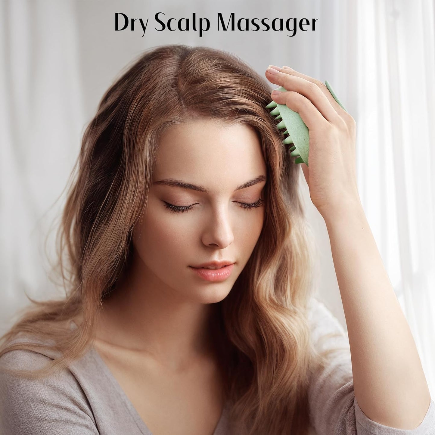 HEETA Scalp Scrubber Shampoo Brush, Scalp Massager Tool for Hair Growth, Soft Silicone Bristles for Dandruff Removal Wet Dry Use Women Men Kids Pet, Fit All Hair Types Care, Green