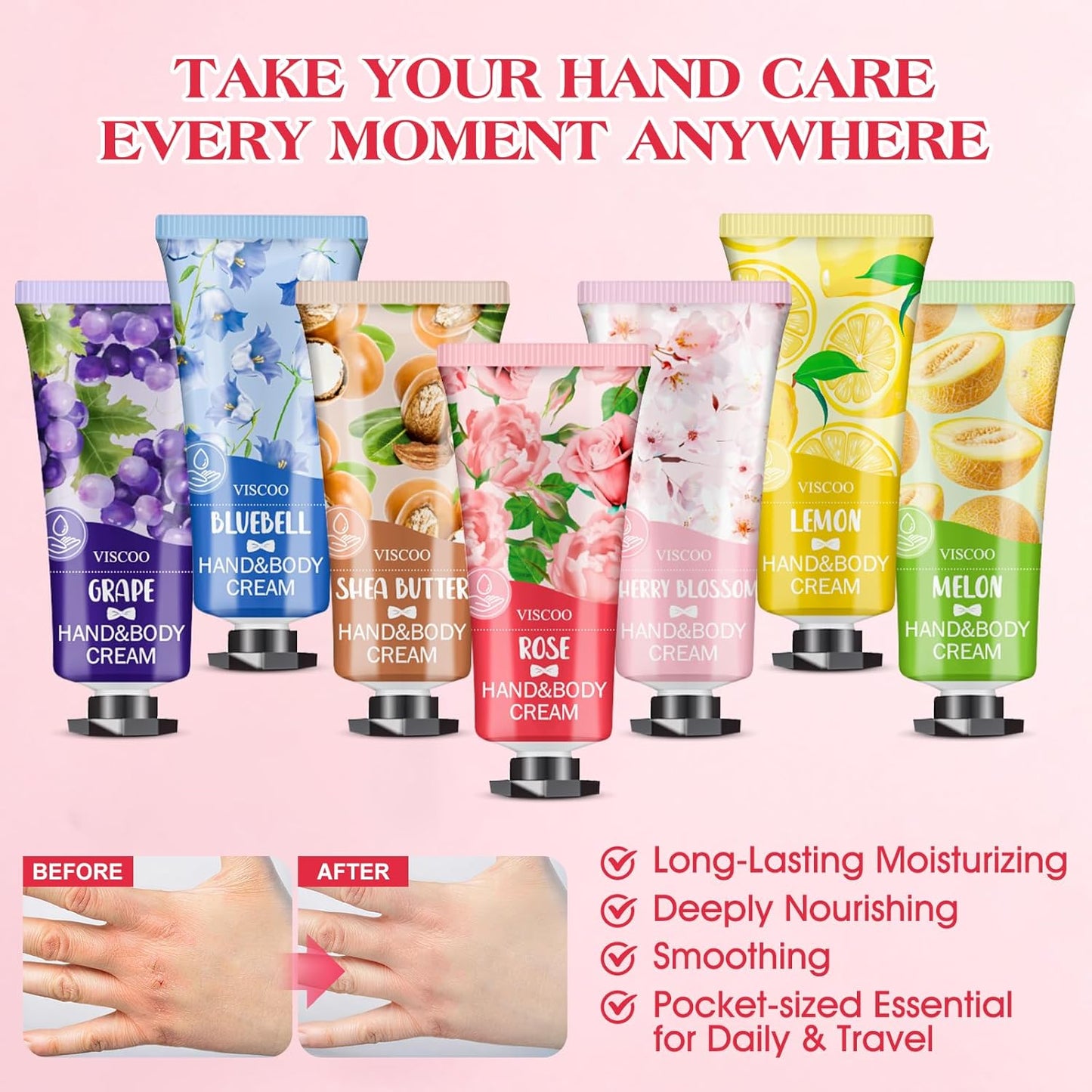 7 Pack Hand Cream Gifts Set for Women,Hand Lotion for Birthday Gifts for Women Teengirls, Bridesmaid Gifts,Thank You Gifts,Mini Moisturizing Hand Lotion Travel Size in Bulk for Dry Cracked Hands