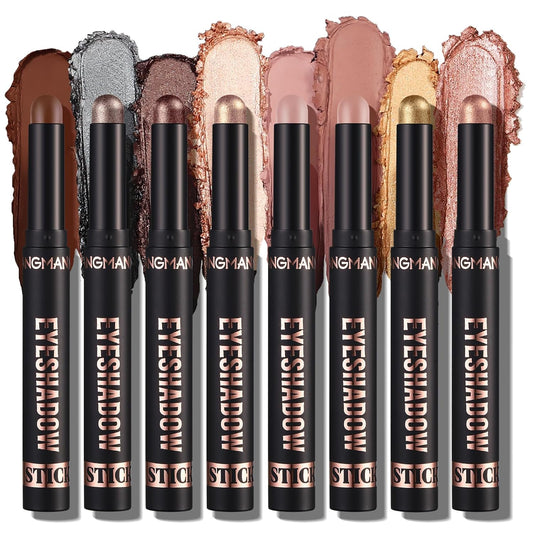 Jolilab Eyeshadow Stick Set, 8 Colors Matte Professional Bright-Colored Contouring and Highlight Eyeshadow Stick, Cream Waterproof Long Lasting High Pigmented Eye Shadow. (8, EYESHADOW B)
