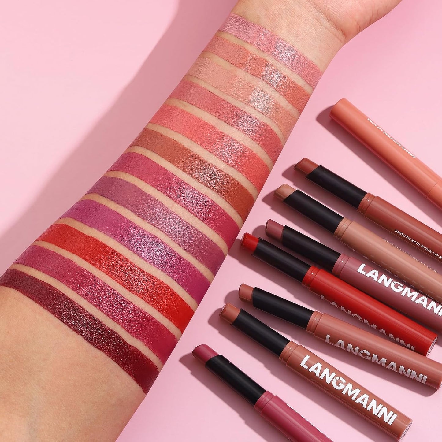 Jolilab 2Pcs Velvet Matte Lipstick Nude Matte Soft Dark Color Stick High Pigmented Long-Lasting Waterproof Lip Stick Lip Balm Beauty Cosmetics Gift for Girls and Women(07#+08#)
