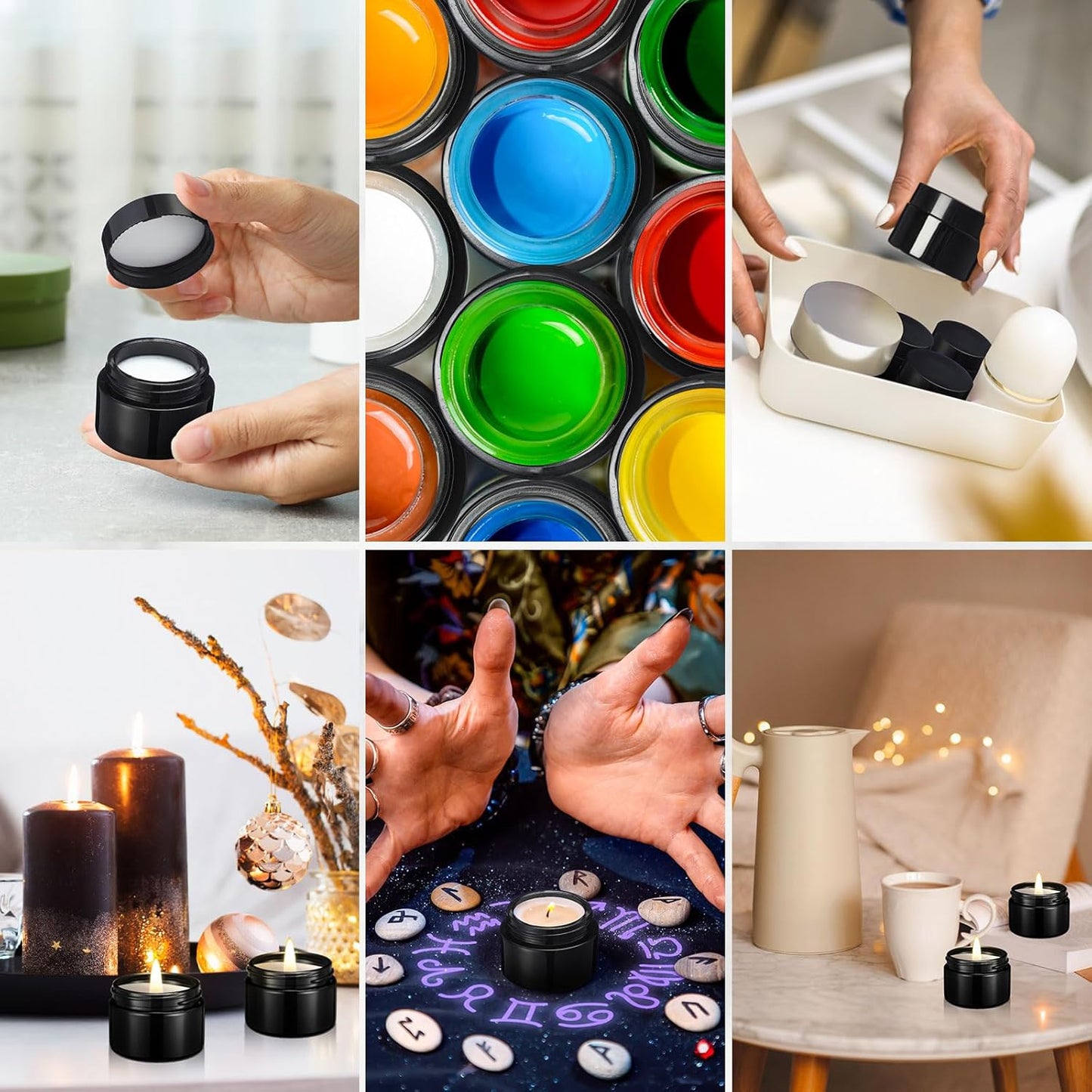 Domensi 100 Pcs 1 oz Glass Jars with Lids Bulk Round Glass Cosmetic Jars Lids 1 oz Small Travel Containers with Inner Liner for Lotions Powders Ointments Sample Cream(Black,Black)