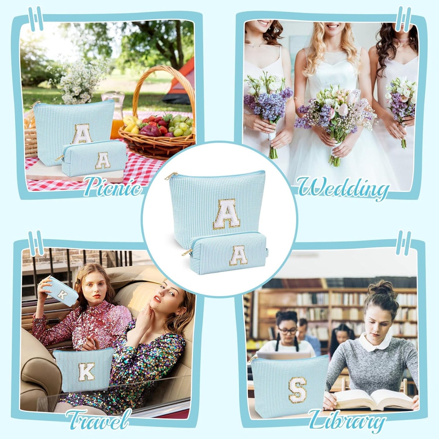 YOOLIFE Gifts for Women Her, Makeup Bag Make Up Bag Pouch Cosmetics Organizer Bag Cute Makeup Bag Skincare Bag Personalized Best Friend Wife Birthday Gift Graduate Gifts for Her V