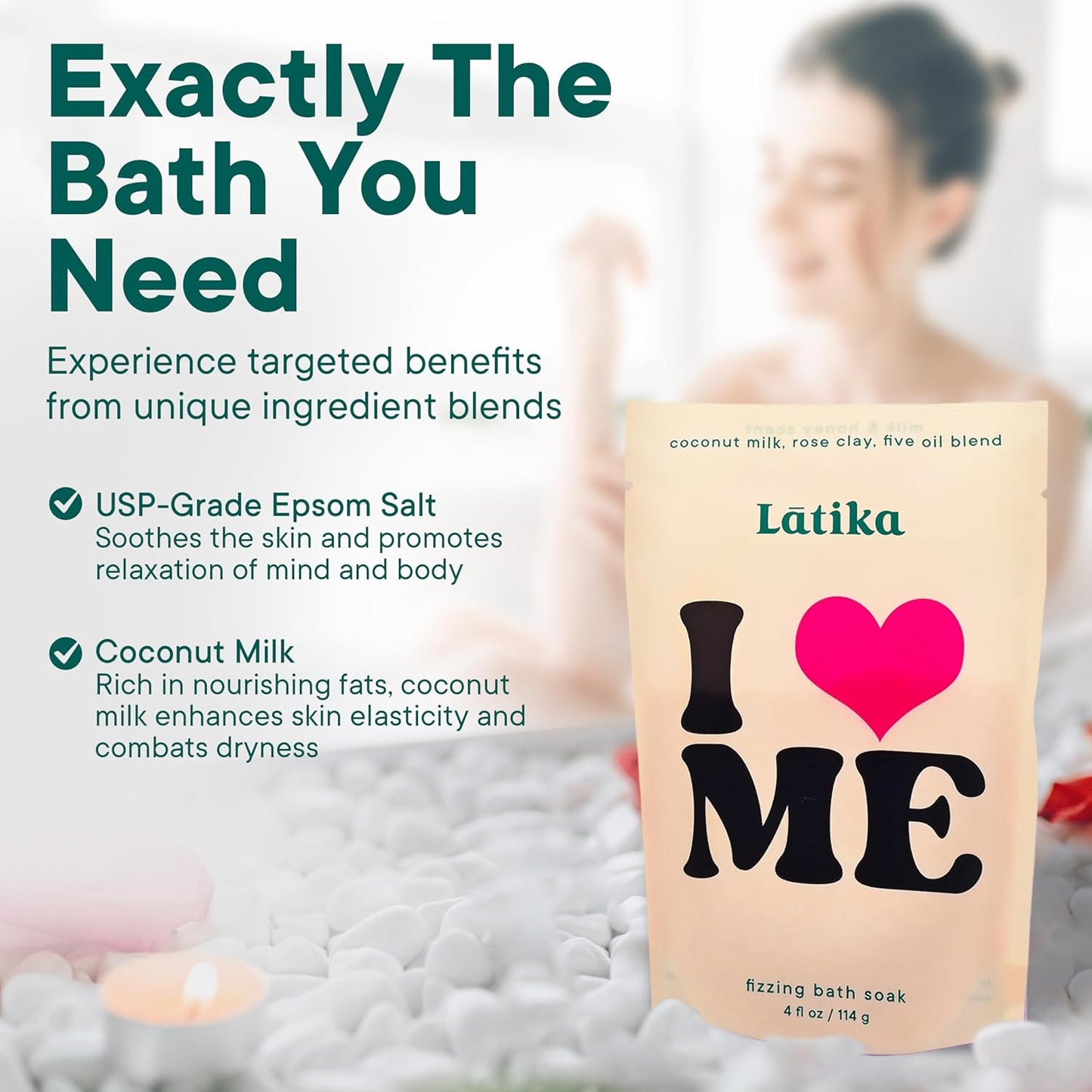 Soak Set of 3 - I Heart Me Bath Soaks with Oats, Milk & Honey for Self-Love & Self-Care – for Relaxation, Muscle Recovery & Skin Nourishment – Stress Relief Soaking Salts