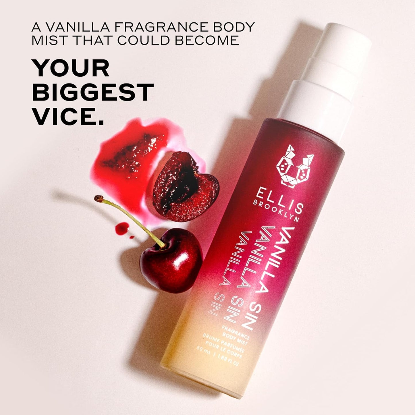 Ellis Brooklyn VANILLA SIN Hair And Body Fragrance Mist - Gourmand Perfume Mist with Black Cherry, Fresh Freesia, & Bourbon Vanilla, Vegan Perfume Made In The USA,100ml, 3.38 Fl Oz