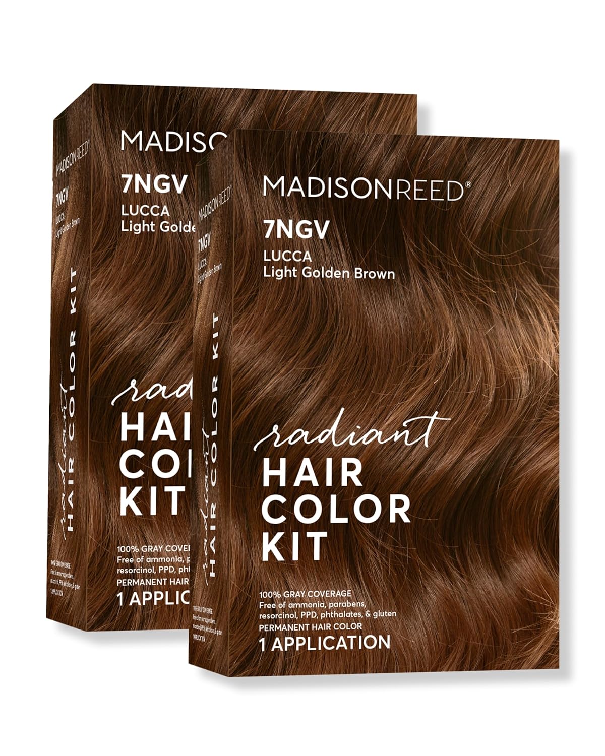 Madison Reed Radiant Hair Color Kit | 7NGV Light Golden Brown (Lucca Brown) for 100% Gray Hair Coverage | Dimensional Salon-Quality Permanent Hair Dye | PPD-Free & Ammonia-Free | 2 Pack