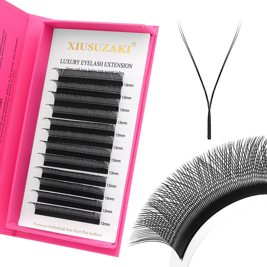YY Lash Extensions Supplies Y Eyelash Extensions 0.07mm Thickness C Curl 9mm Premade Fans 4D Russian Volume Matte Black 12 Rows Crisscross Eye Lashes(YY-0.07-C,9mm)